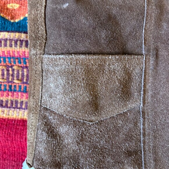 Vintage Brown Suede Shearling Vest – Western Style L/XL - Picture 2 of 5